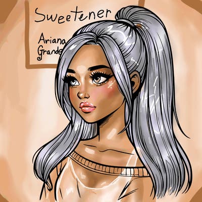 realistic girl with a high ponytail