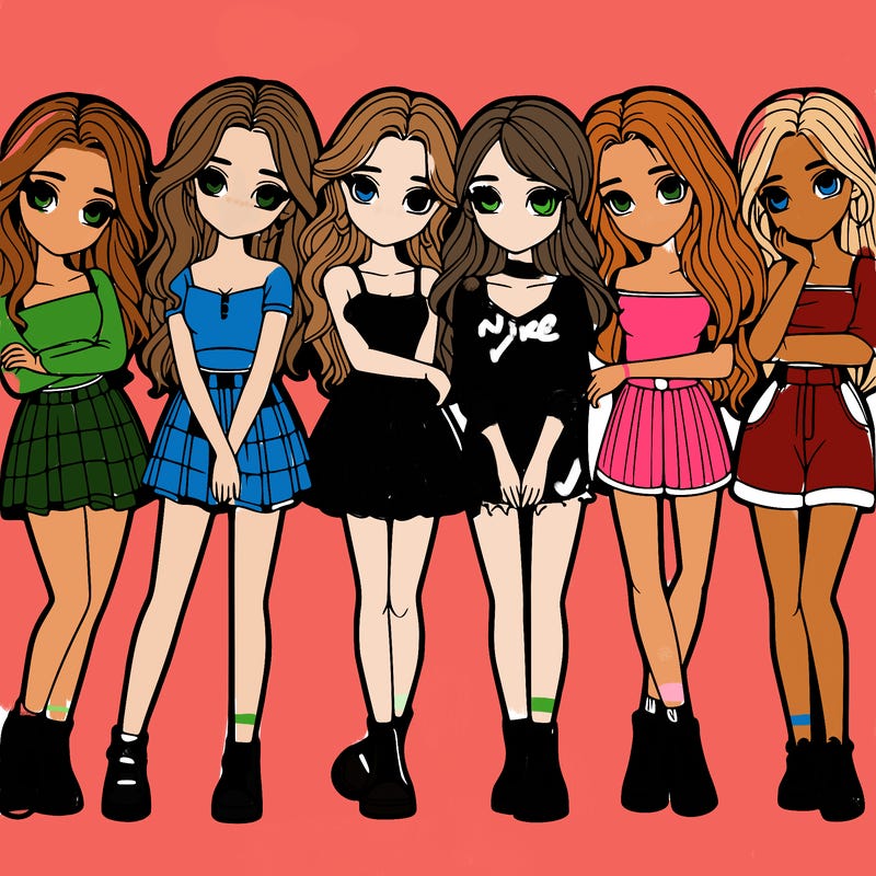 a group of girls realistic