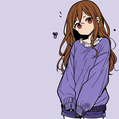 manga teen girl  in a sweater and baggy pants