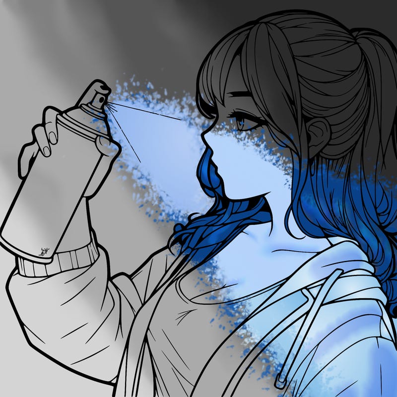 a realistic girl spray, painting