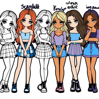 a group of girls realistic