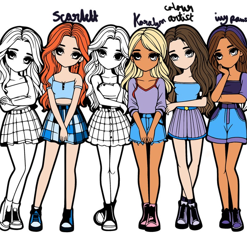 a group of girls realistic