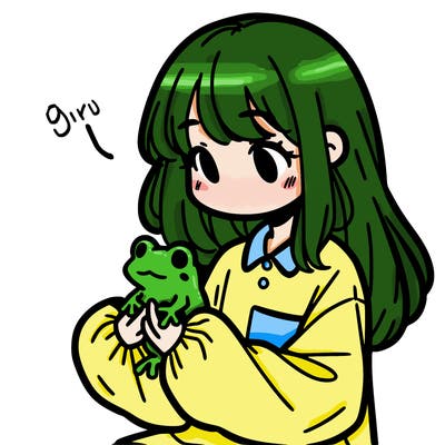 girl with long hair and a oversized shirt. and she is holding a frog