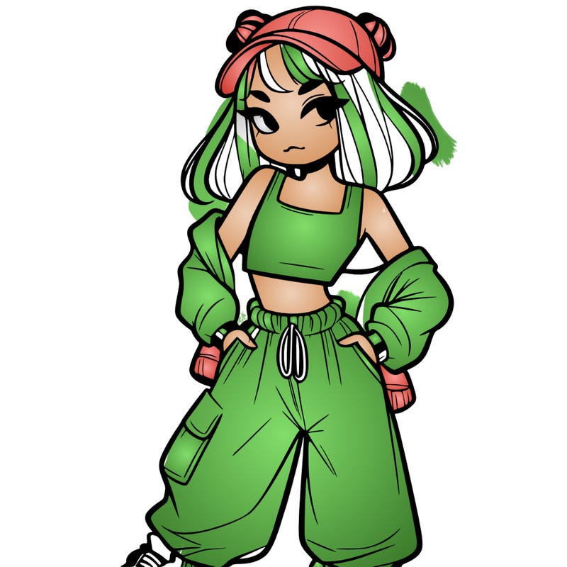 girl in crop top and baggy pants