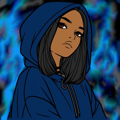 a realistic girl in a hoodie