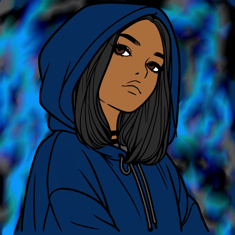 a realistic girl in a hoodie