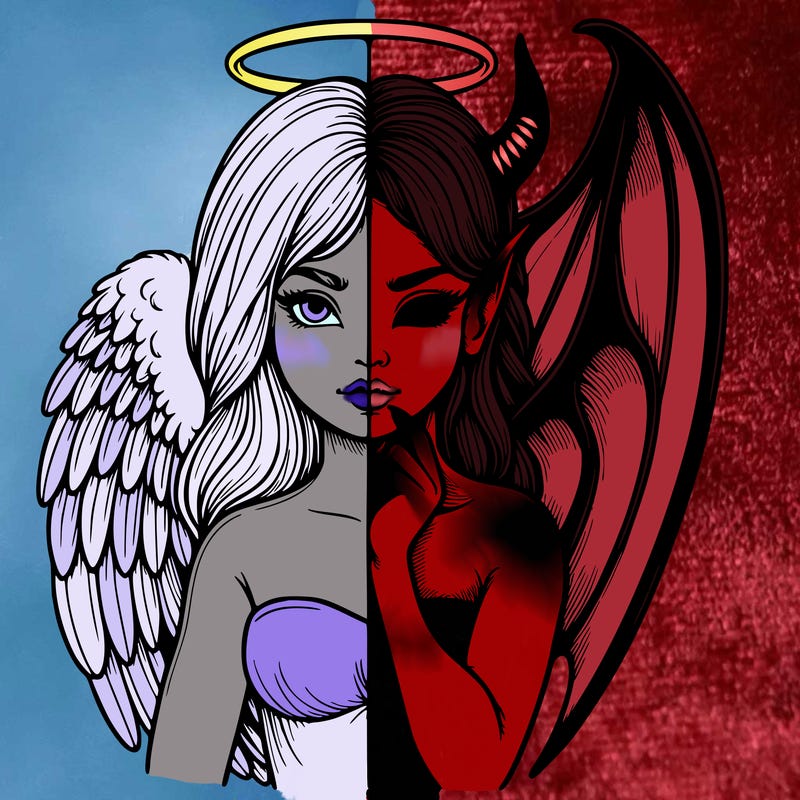 realistic angel half demon