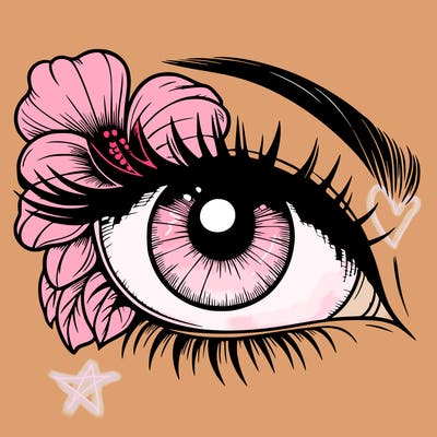 realistic eye with flower