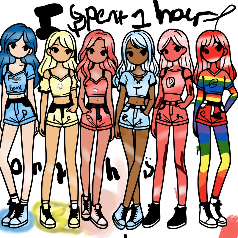 a group of girls wearing crop tops and shorts