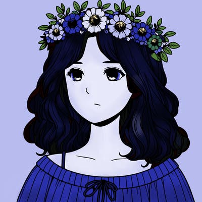 realistic girl with flowers crown