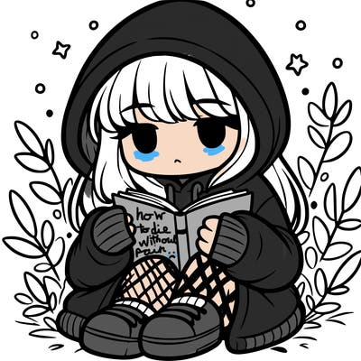 girl in oversized hoodie reading a book