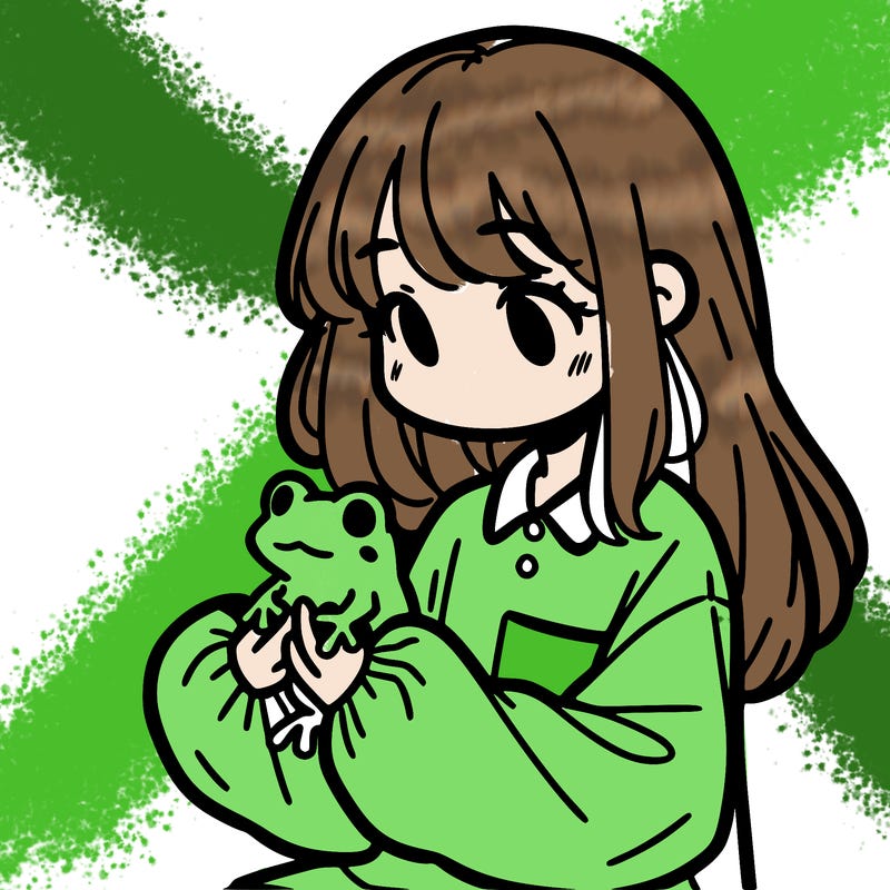 girl with long hair and a oversized shirt. and she is holding a frog