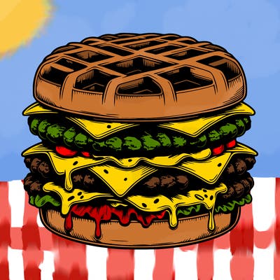 realistic waffle burger