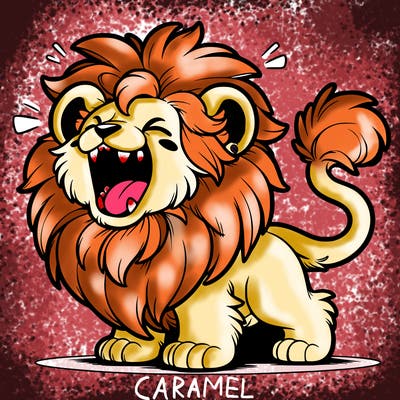fluffy roaring lioness with all it’s fangs showing