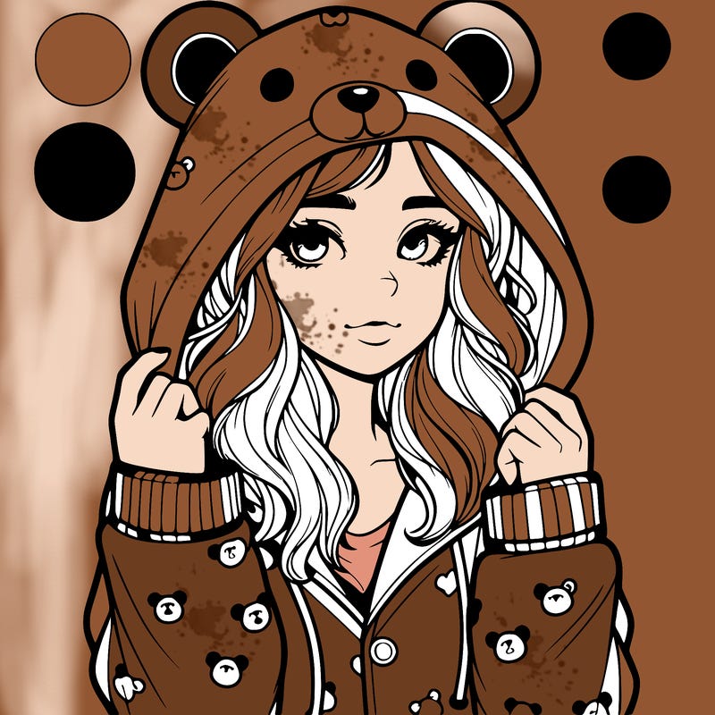 realistic girl in a animal pjs hoodie