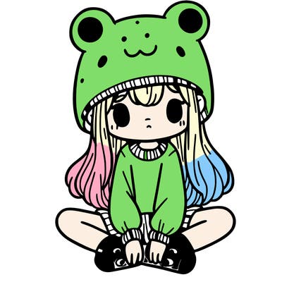 a girl wearing a frog hat and some frog socks