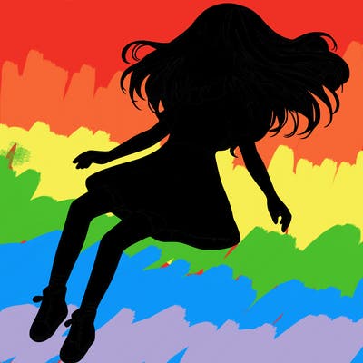 realistic girl floating