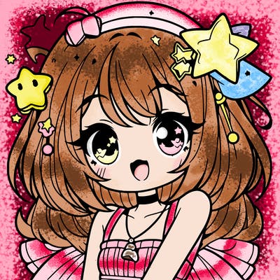 cute anime girl with star accessories