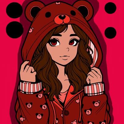realistic girl in a animal pjs hoodie