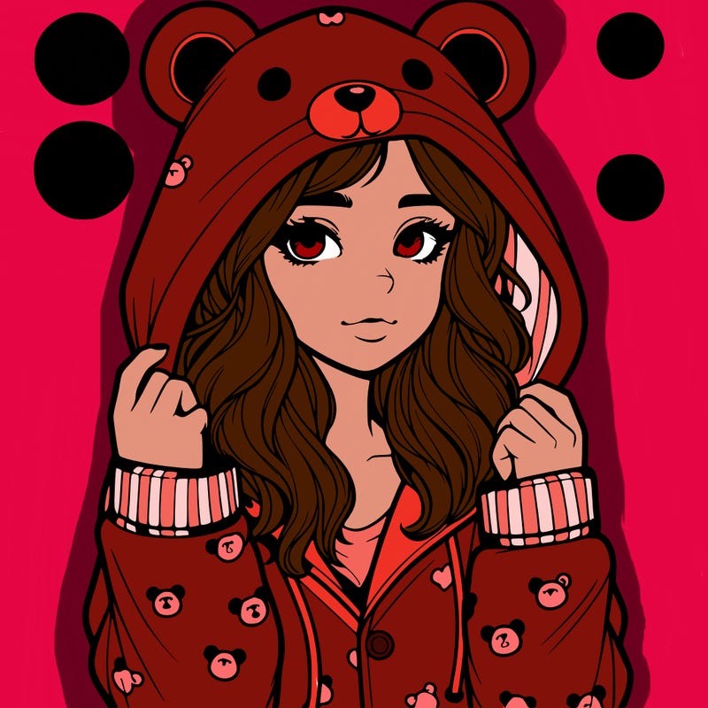 realistic girl in a animal pjs hoodie