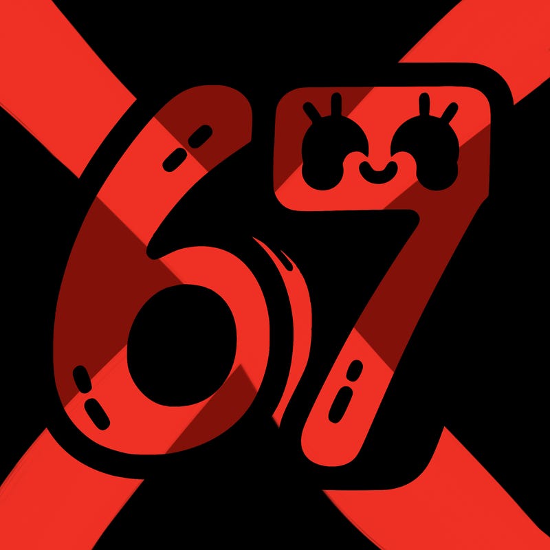 the numbers 67