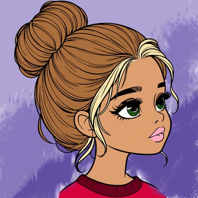 realistic girl with bun