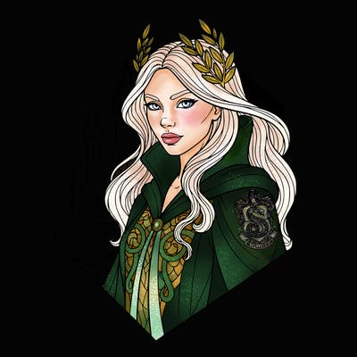 godess girl from hogwarts slytherin head to shoulders