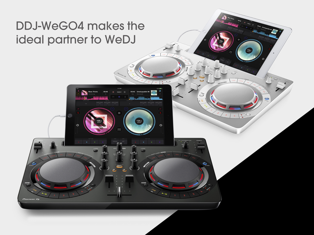 WeDJ for iPad - Pioneer DDJ-WeGO4 controllers connected to iPads running the WeDJ app