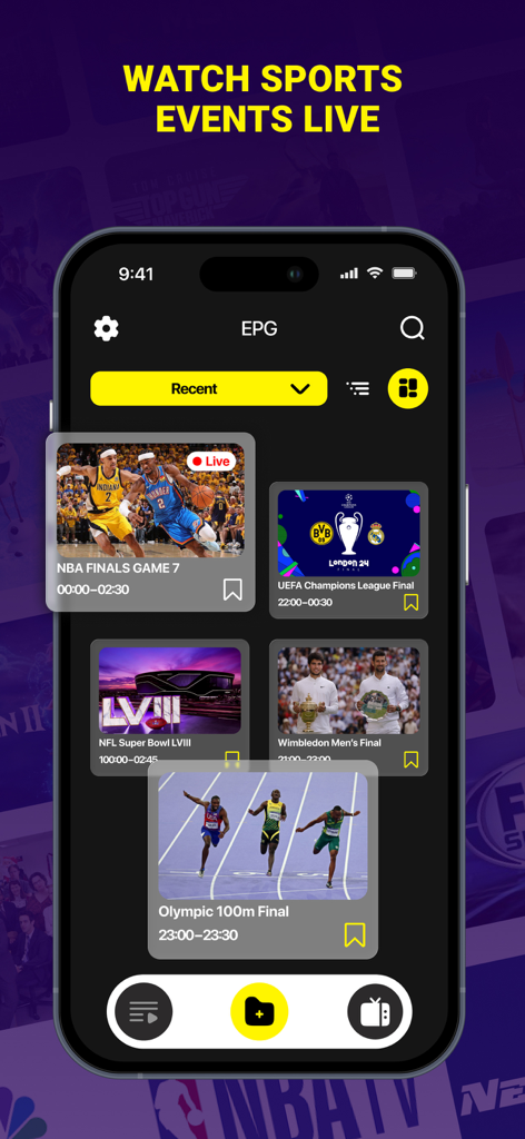 IPTV Smarters Player - PRO - IPTV Smarters Player PRO App, die Live-Sportveranstaltungen auf dem iPhone anzeigt