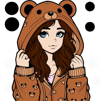 realistic girl in a animal pjs hoodie