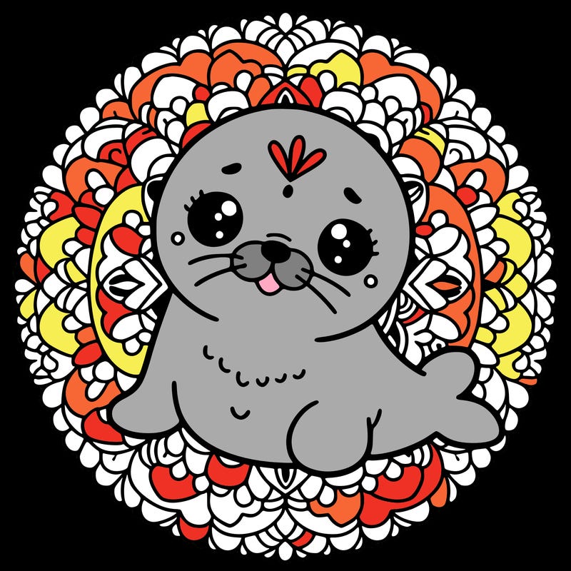 a cute baby seal mandala