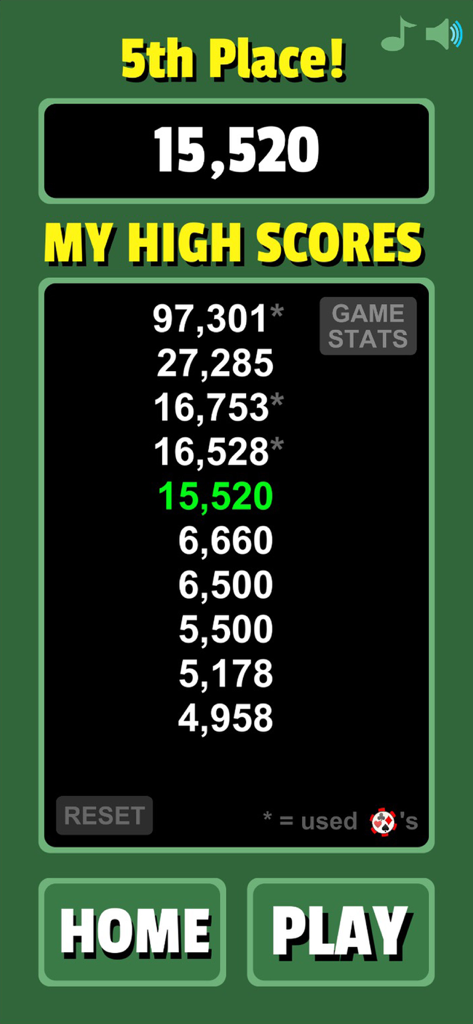 Royal Flush Game - Tela de placar de pontuações altas para o jogo de quebra-cabeça de poker Royal Flush, mostrando um jogador em quinto lugar com 15520 pontos.