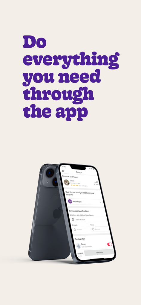 Teléfono inteligente mostrando la pantalla de reserva de la aplicación DogHero para servicios de alojamiento de mascotas