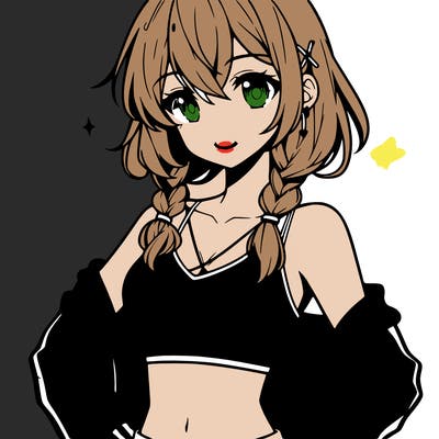 anime girl wearing crop top