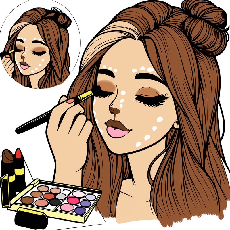 realistic girl doing makeup