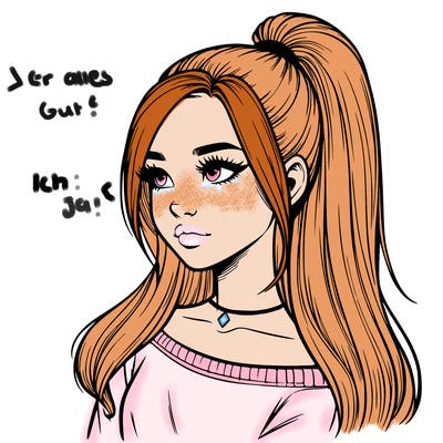 realistic girl with a high ponytail