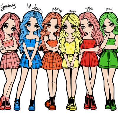 a group of girls realistic