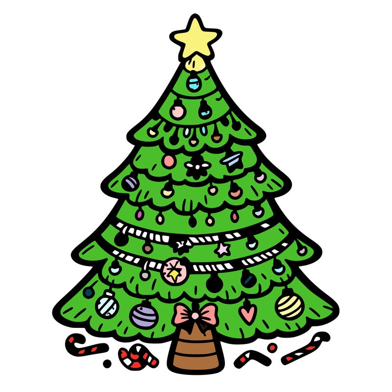 christmas tree with lots of details