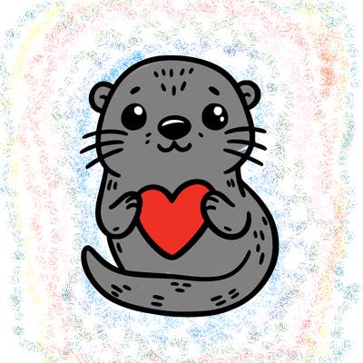 otter with a heart