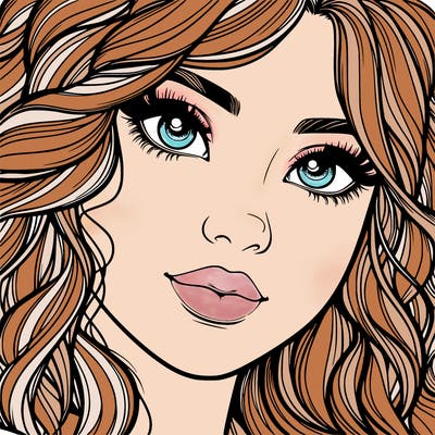 beautiful realistic girl close up to the camera with wavy hair,