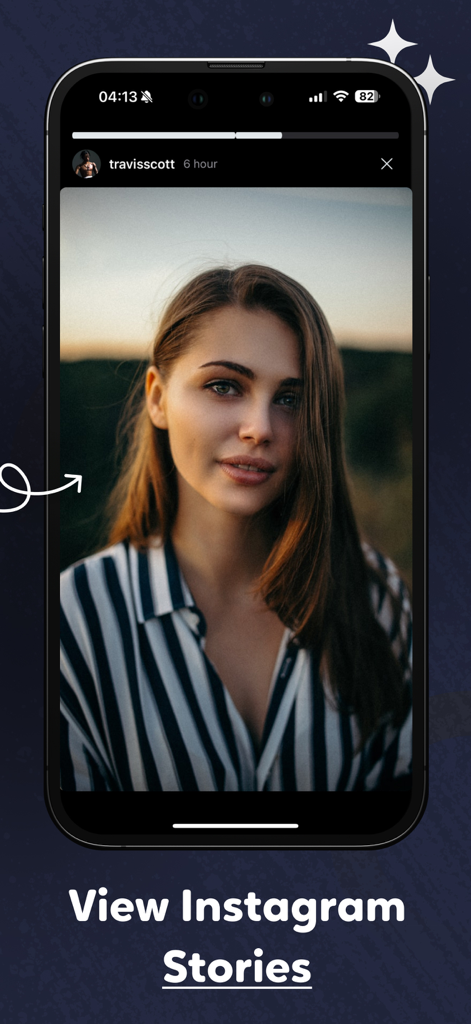 Postegro Tracker for Instagram - Schermo di uno smartphone che mostra la funzionalità di visualizzazione delle storie di Instagram dell'app Postegro