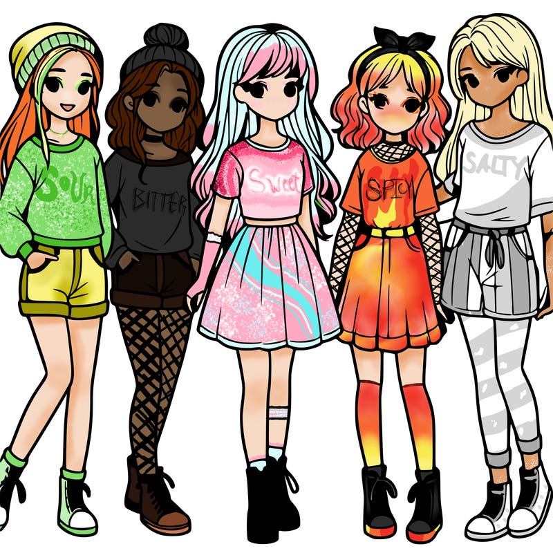 a group of five girls