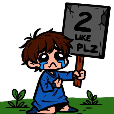 small poor toddler crying with sign that says 2 like plz