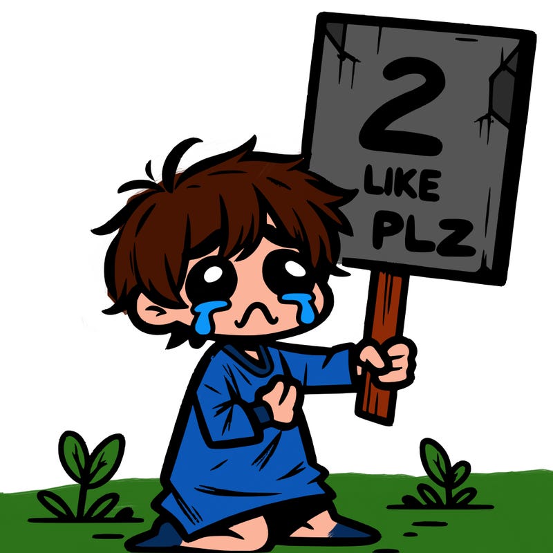 small poor toddler crying with sign that says 2 like plz