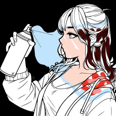 a realistic girl spray, painting