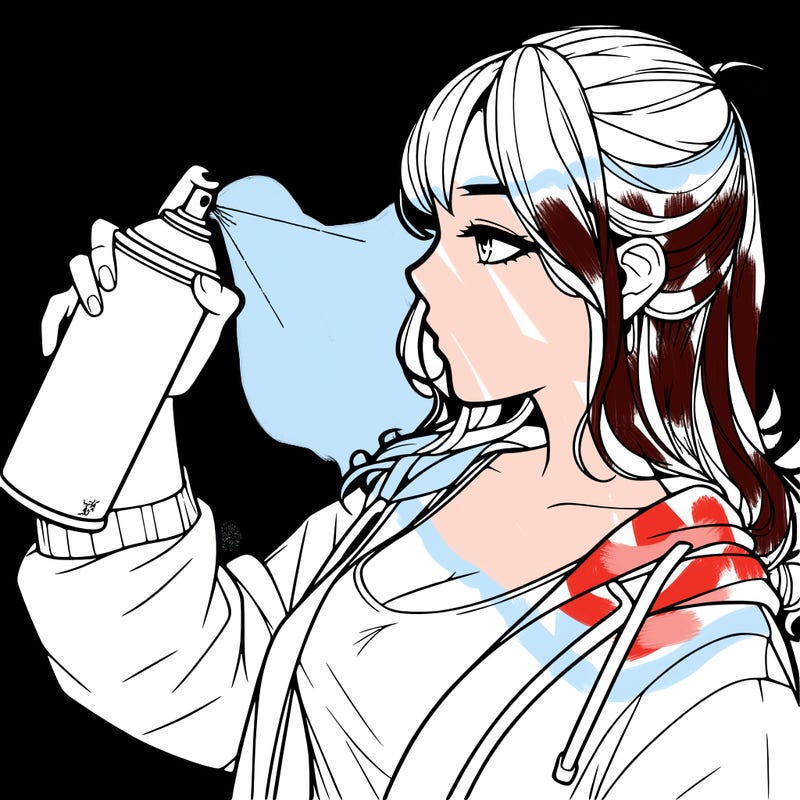 a realistic girl spray, painting