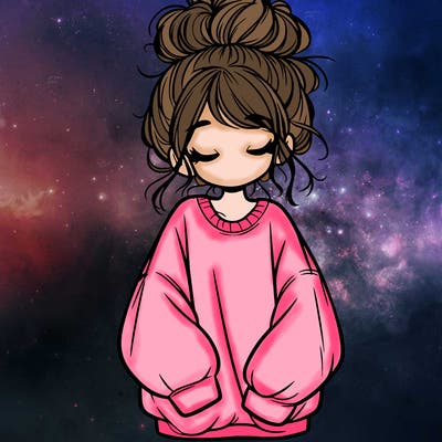 girl with baggy sweatshirt and messy bun