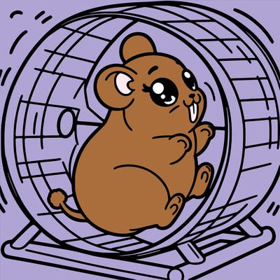 hamster running on her wheel