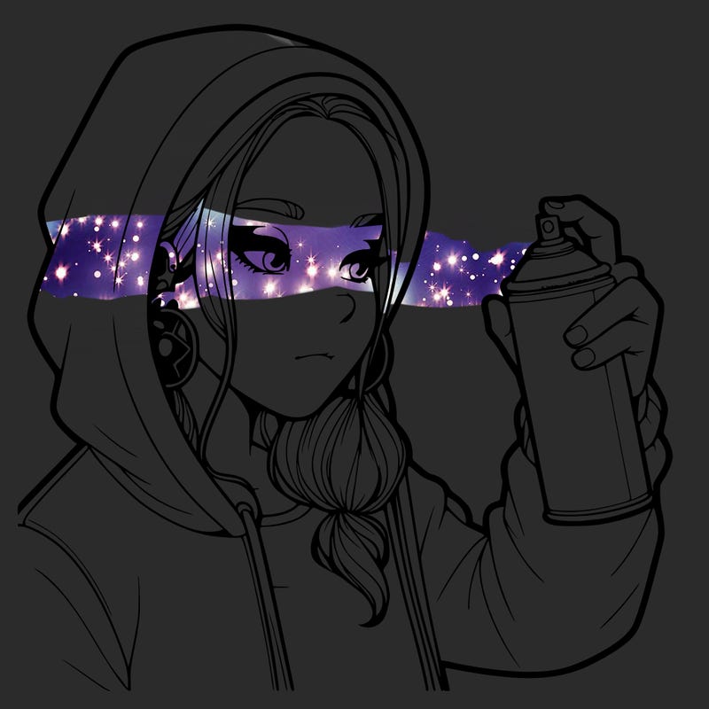 a realistic girl, spray painting