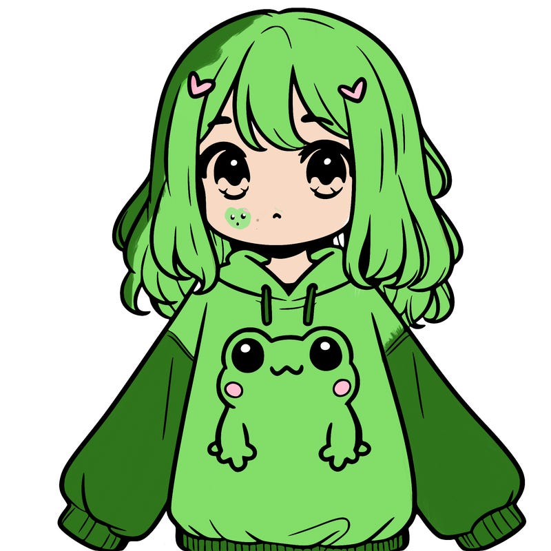 girl wearing frogging sweatshirt